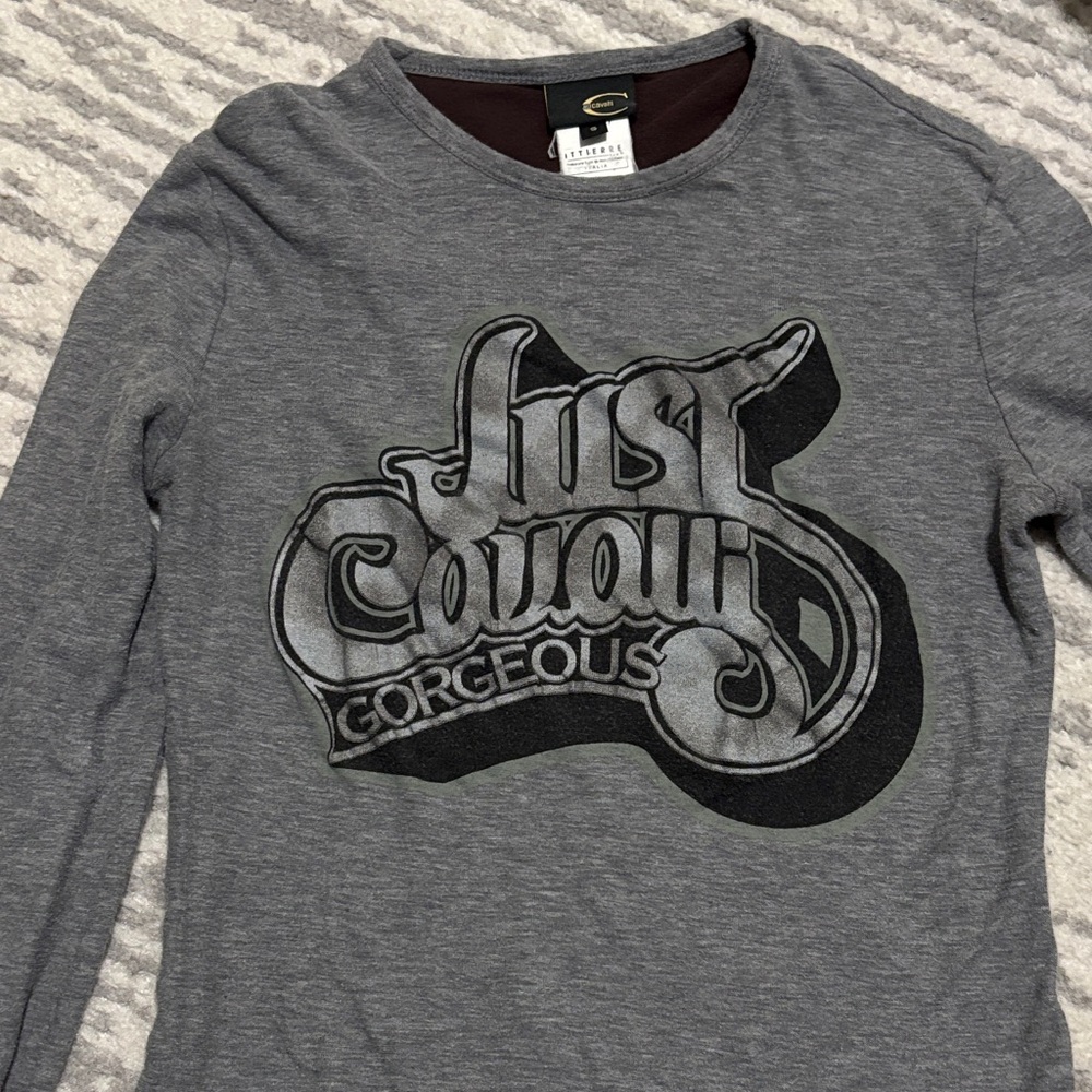 Just Cavalli Charcoal Graphic Long Sleeve Tee